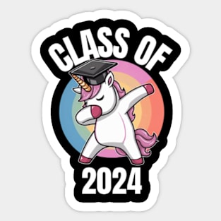 Graduation Class Of 2024 Funny Unicorn Dabbing Graduation Sticker